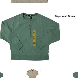 Gap  Henley Sweatshirt  womens brush sage green  plus sz xxl new cotton …
